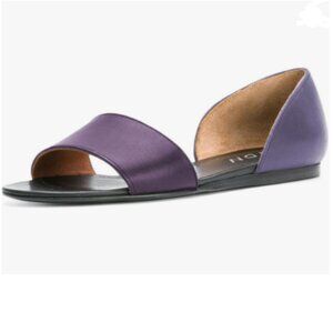 YDN Dark Orchid Comfy Peep Toe D'Orsay Casual Flats Sandals Slip on Daily Shoe